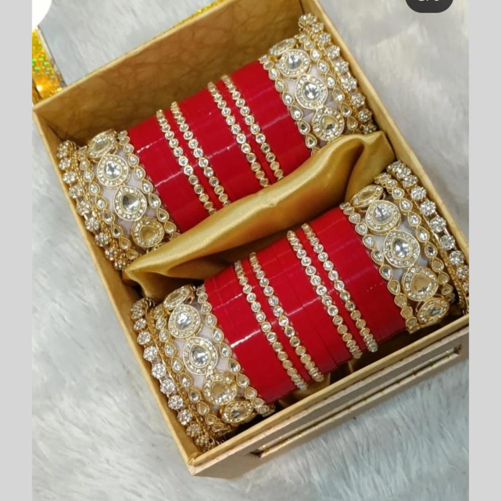 Manisha Jewellery Gold Finish Kundan Acrylic Bangles Set