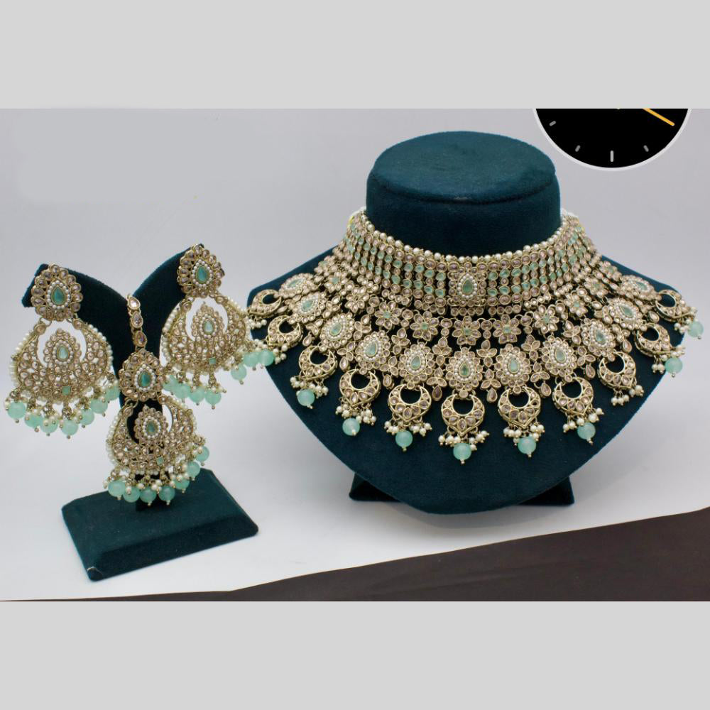 Manisha Jewellery Ethnic Gold Plated Crystal and Beads Perfect for Weddings and Cultural Events Choker Necklace Set