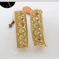 Manisha Jewellery Gold Plated Pota Stone Comfortable Fit with Traditional Look Openable Bangle Set