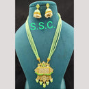 Manisha Jewellery Gold Plated Kundan Stone And Beads Meenakari Necklace Set