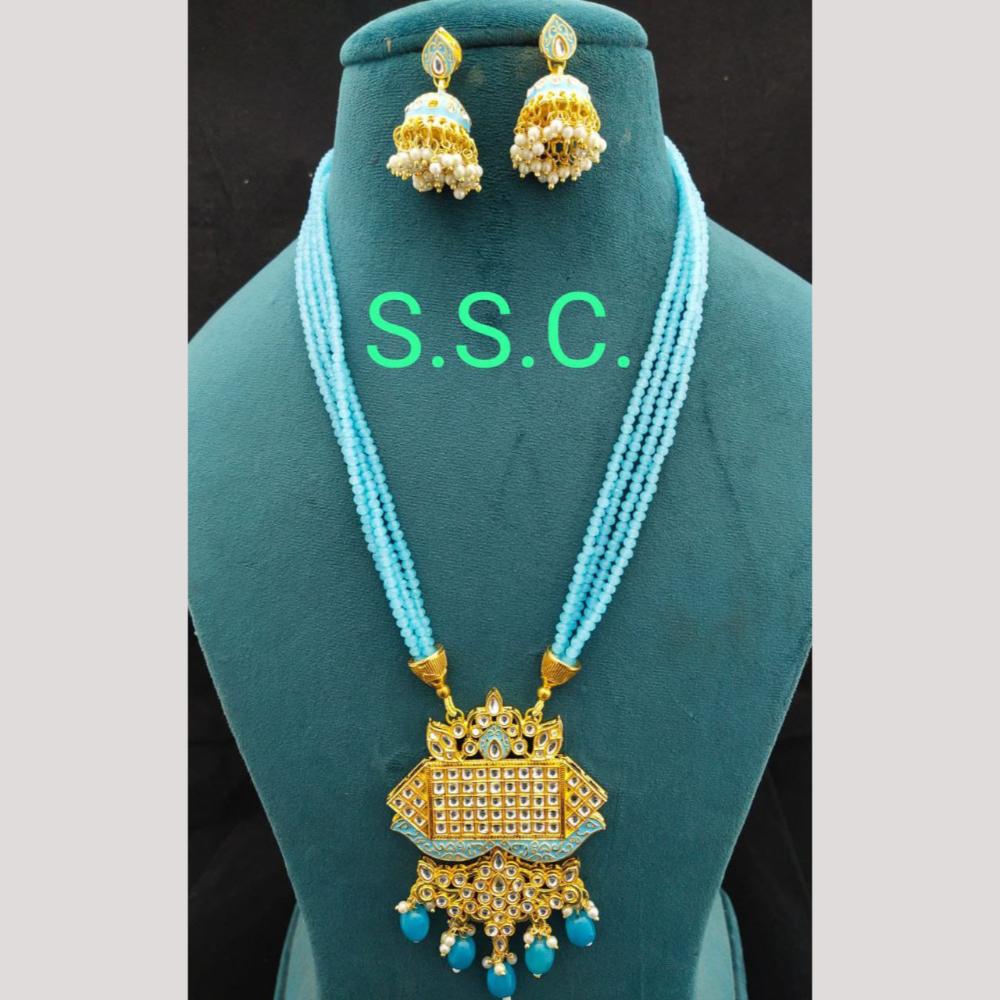 Manisha Jewellery Gold Plated Kundan Stone And Beads Meenakari Necklace Set