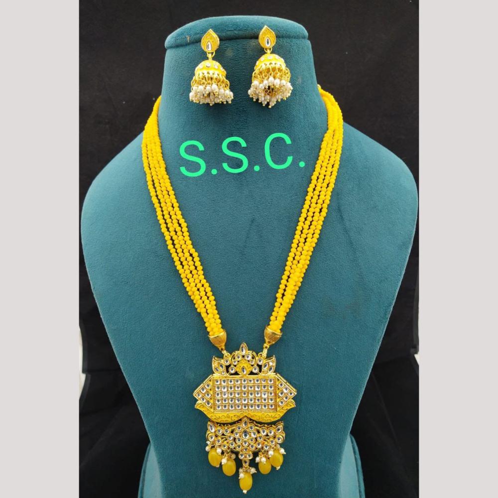 Manisha Jewellery Gold Plated Kundan Stone And Beads Meenakari Necklace Set
