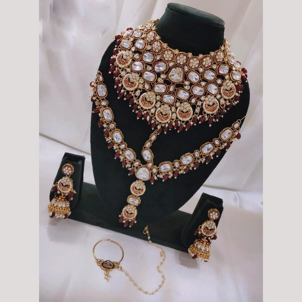 Manisha Jewellery Gold Plated Kundan Stone Semi-Bridal Necklace Set