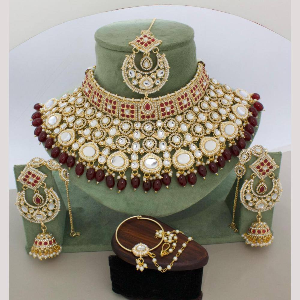 Manisha Jewellery Gold Plated Kundan Stone Semi-Bridal Necklace Set