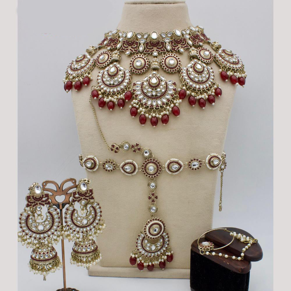 Manisha Jewellery Gold Plated Kundan Stone Semi-Bridal Necklace Set
