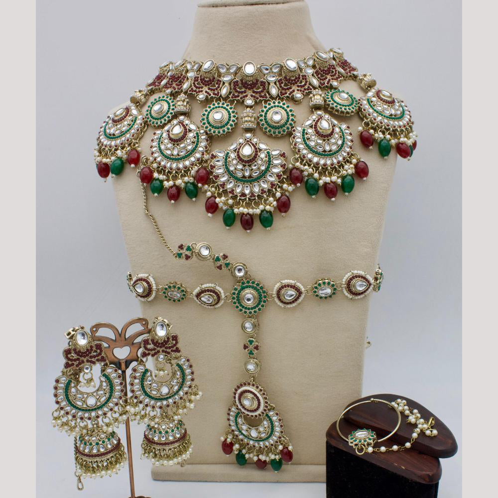 Manisha Jewellery Gold Plated Kundan Stone Semi-Bridal Necklace Set