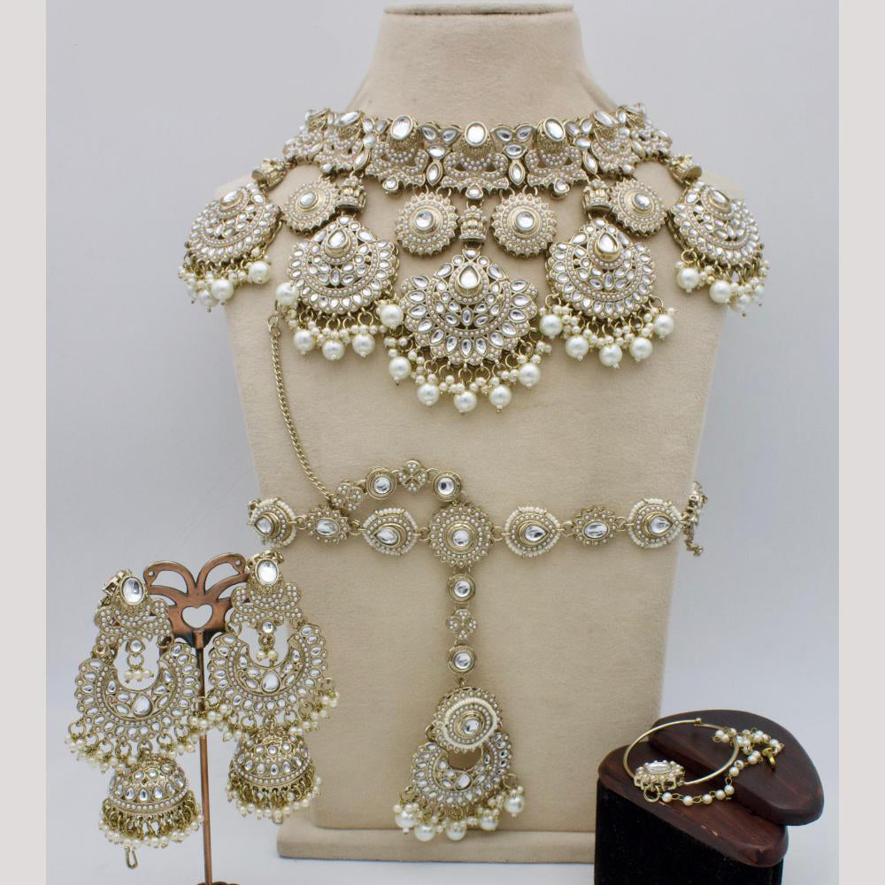 Manisha Jewellery Gold Plated Kundan Stone Semi-Bridal Necklace Set