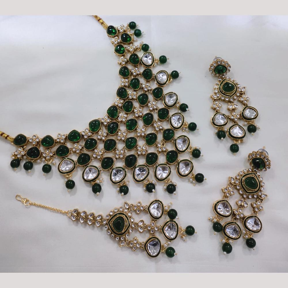 Manisha Jewellery Gold Plated Kundan Stone And Beads Necklace Set