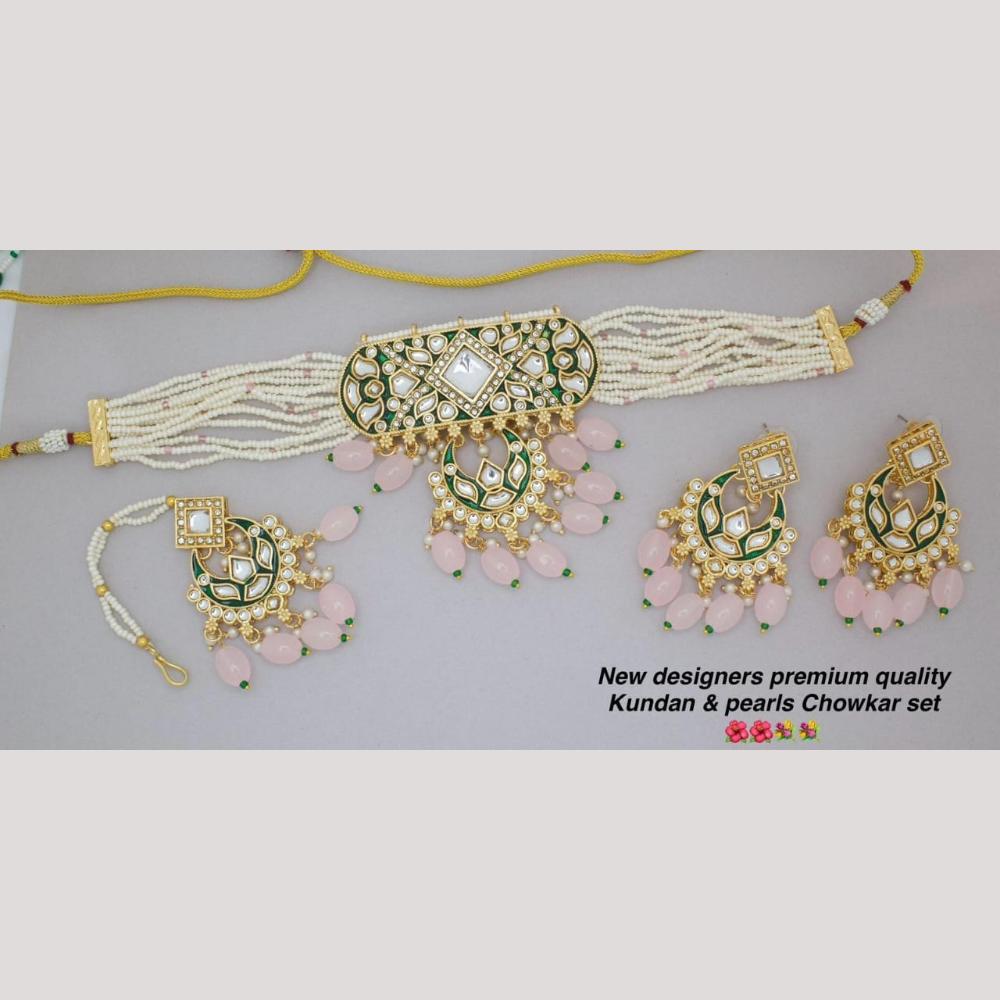 Manisha Jewellery Gold Plated Kundan Stone And Beads Choker Necklace