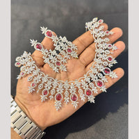 Manisha Jewellery Silver Plated American Diamond Necklace Set