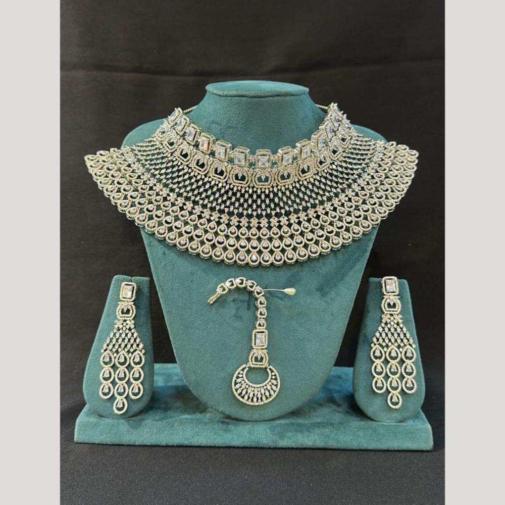 Manisha Jewellery Gold Plated American Diamond Choker Necklace Set