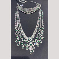 Manisha Jewellery Silver Plated American Diamond Double Necklace