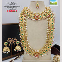 Manisha Jewellery Gold Plated Pota Stone And Pearl Double Necklace Set