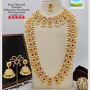 Manisha Jewellery Gold Plated Pota Stone And Pearl Double Necklace Set