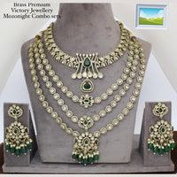 Manisha Jewellery Gold Plated Kundan Stone And Beads Double Necklace Set