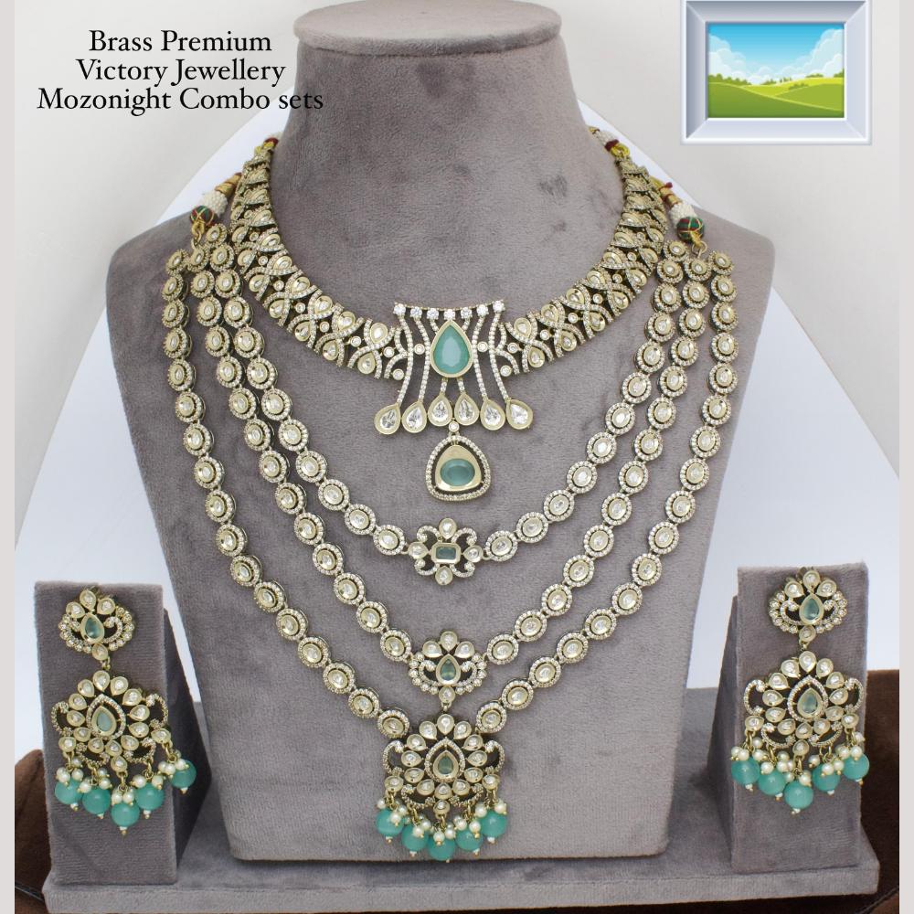 Manisha Jewellery Gold Plated Kundan Stone And Beads Double Necklace Set