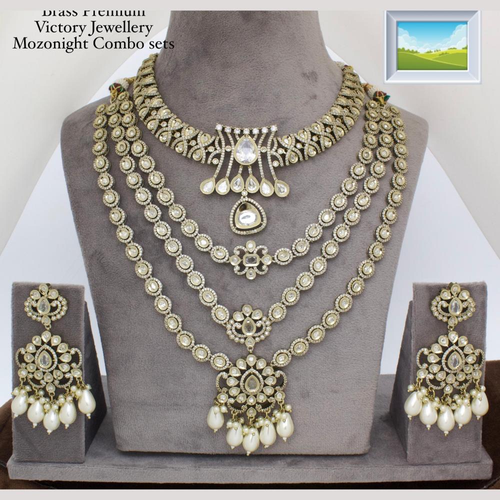 Manisha Jewellery Gold Plated Kundan Stone And Beads Double Necklace Set