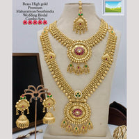 Manisha Jewellery Gold Plated Pota Stone Double Necklace Set