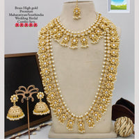 Manisha Jewellery Gold Plated Crystal Stone And Pearl Double Necklace Set