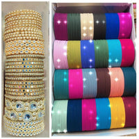 Manisha Jewellery Gold Plated Mirror And Pearl Velvet Bangles Set