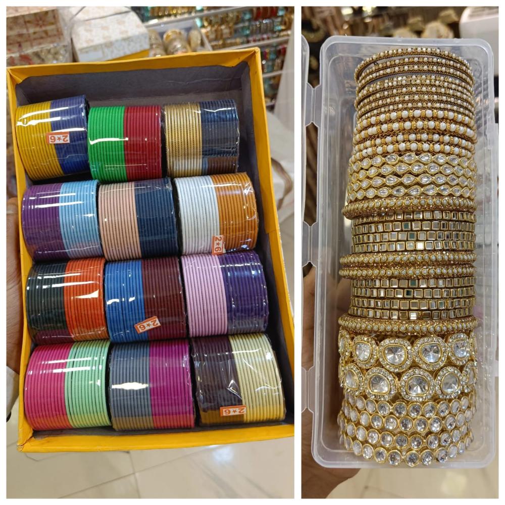 Manisha Jewellery Gold Plated Mirror And Pearl Bangles Set