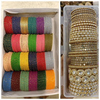 Manisha Jewellery Gold Plated Mirror And Pearl Metal Bangles Set