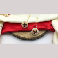 Manisha Jewellery Gold Plated Pota Stone And Meenakari Maangtikka