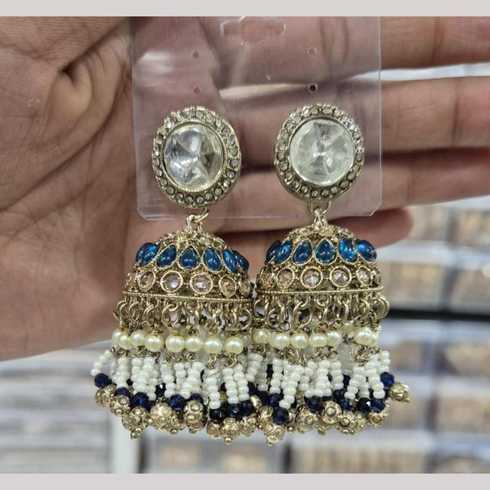 Manisha Jewellery Gold Plated Kundan Stone And Beads Jhumki Earrings