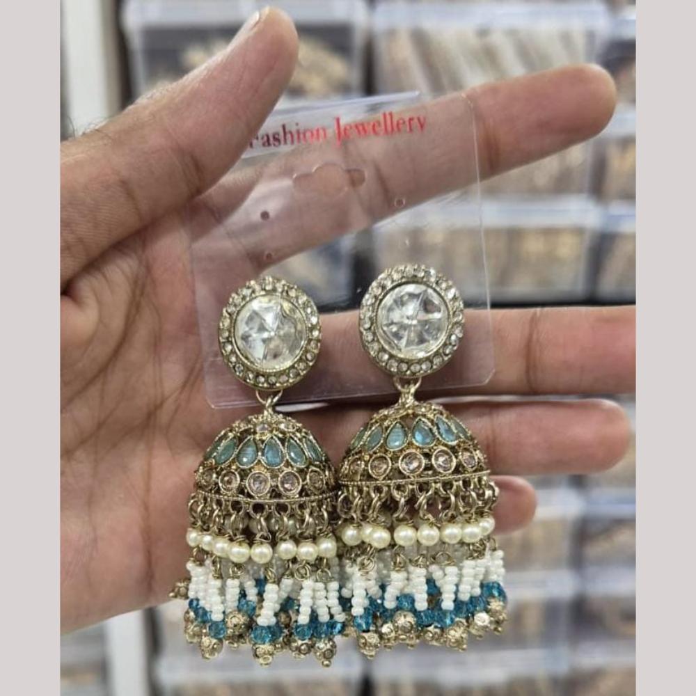 Manisha Jewellery Gold Plated Kundan Stone And Beads Jhumki Earrings