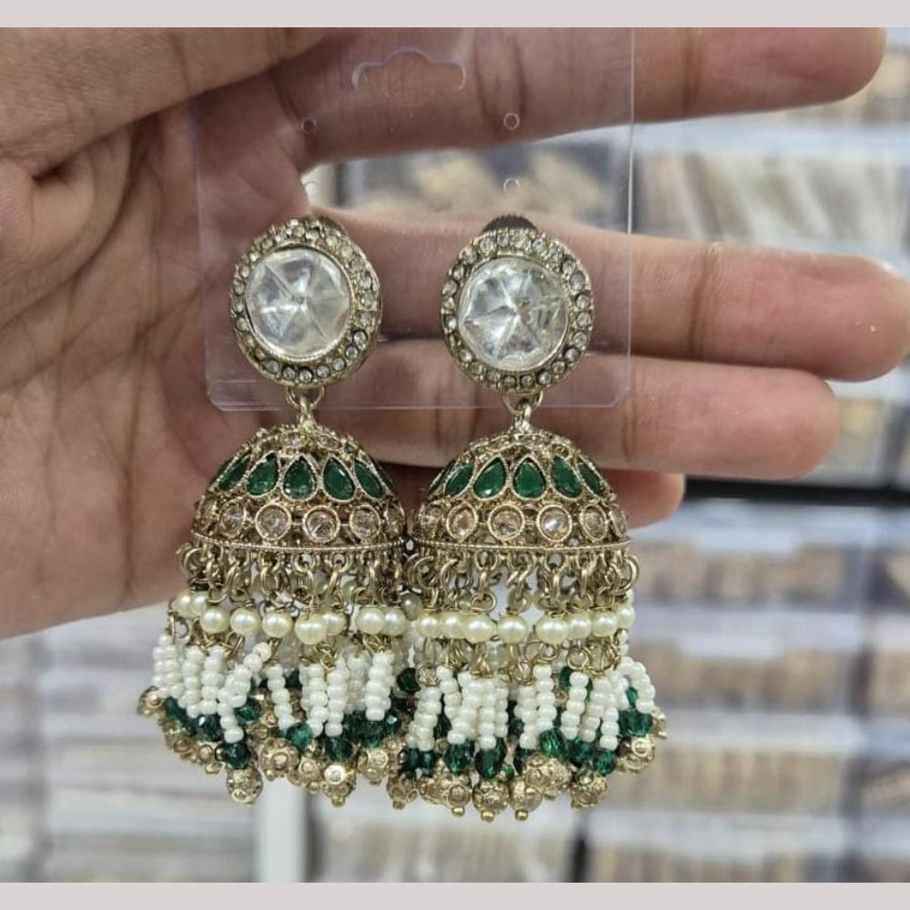 Manisha Jewellery Gold Plated Kundan Stone And Beads Jhumki Earrings