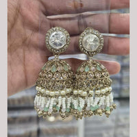 Manisha Jewellery Gold Plated Kundan Stone And Beads Jhumki Earrings