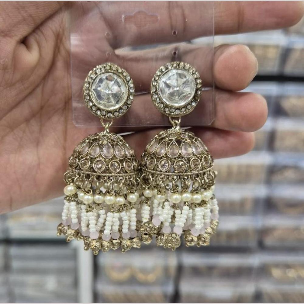 Manisha Jewellery Gold Plated Kundan Stone And Beads Jhumki Earrings