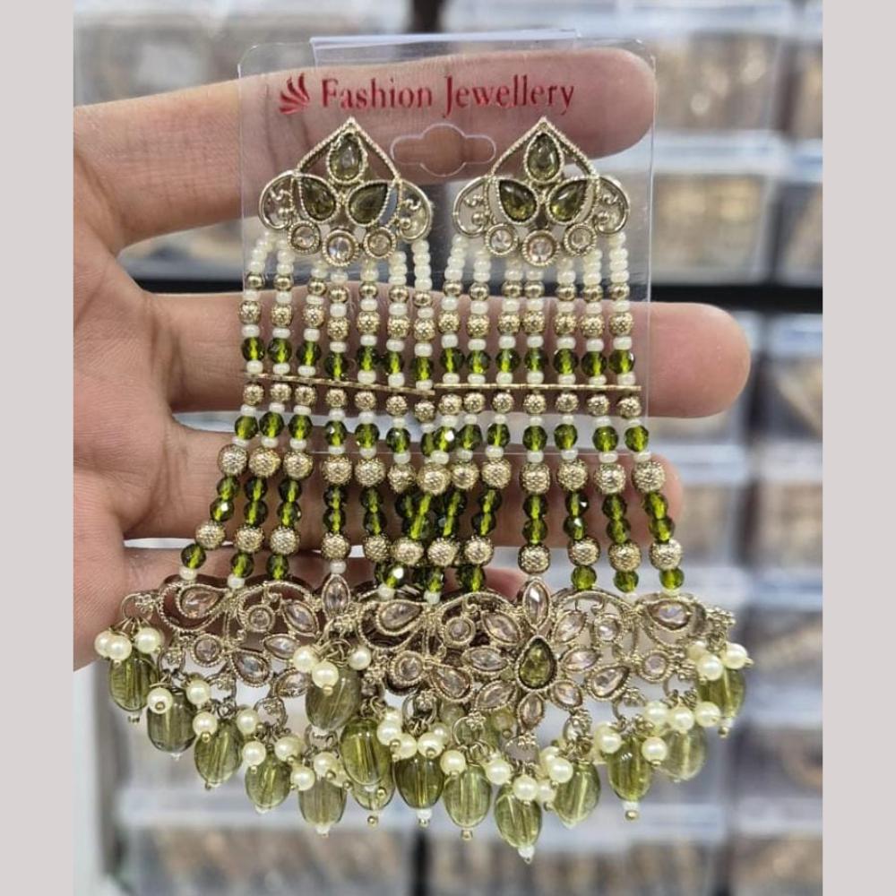 Manisha Jewellery Gold Plated Crystal Stone And Beads Dangler Earrings