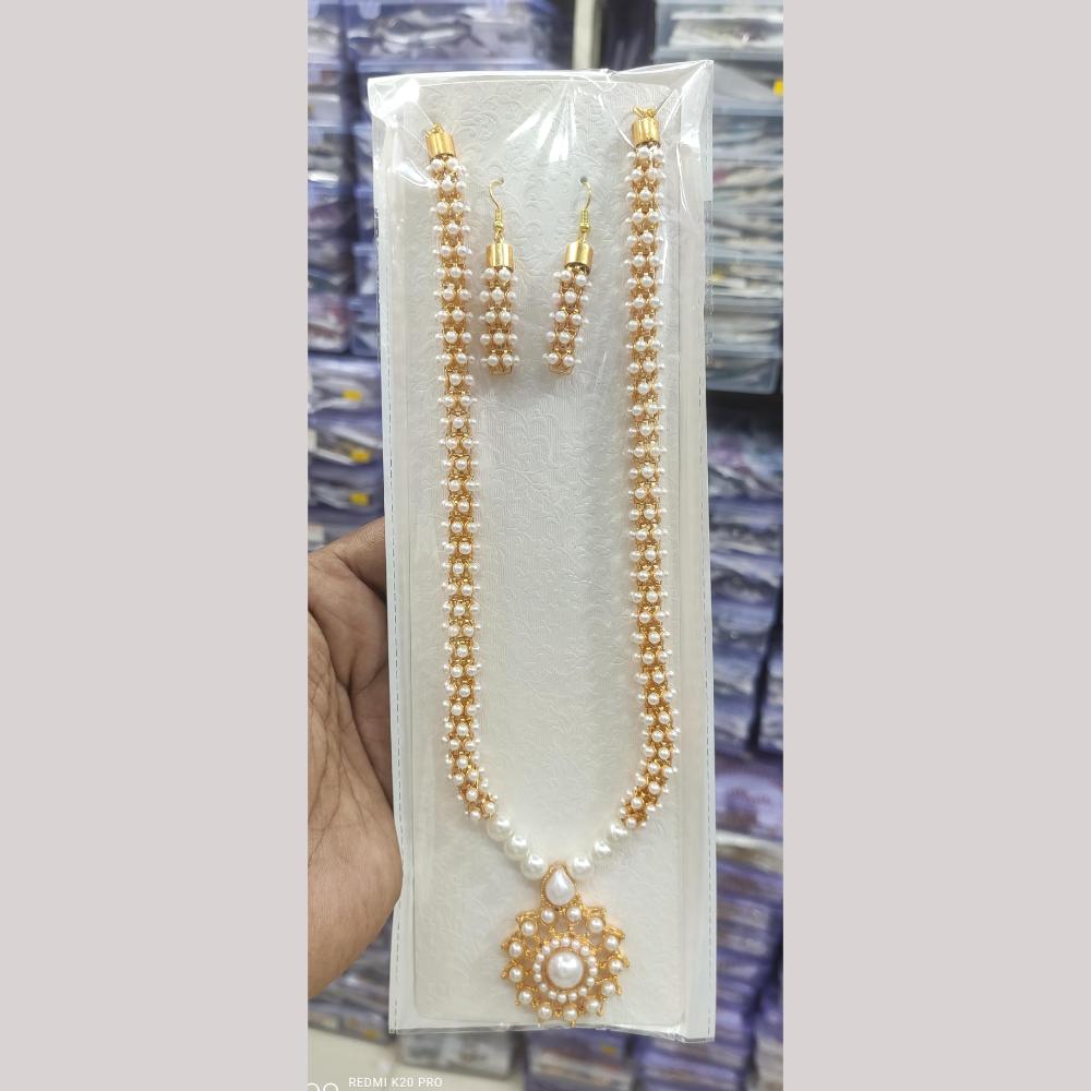 Manisha Jewellery Gold Plated Pearl Long Necklace Set