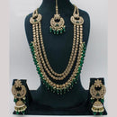 Manisha Jewellery Gold Plated Crystal Stone And Beads Long Necklace Set