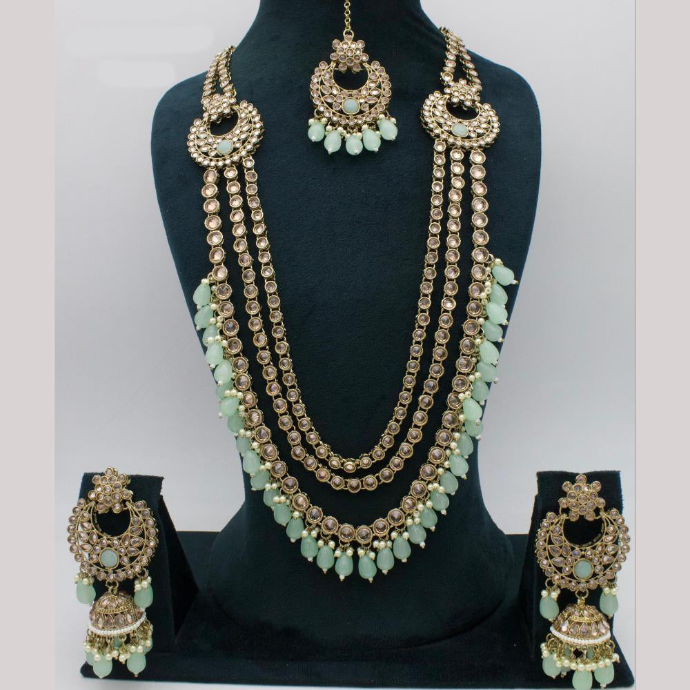 Manisha Jewellery Gold Plated Crystal Stone And Beads Long Necklace Set