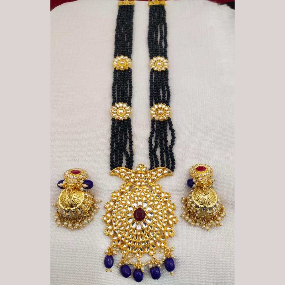 Manisha Jewellery Gold Plated Kundan Beads And Pearl Long Necklace Set