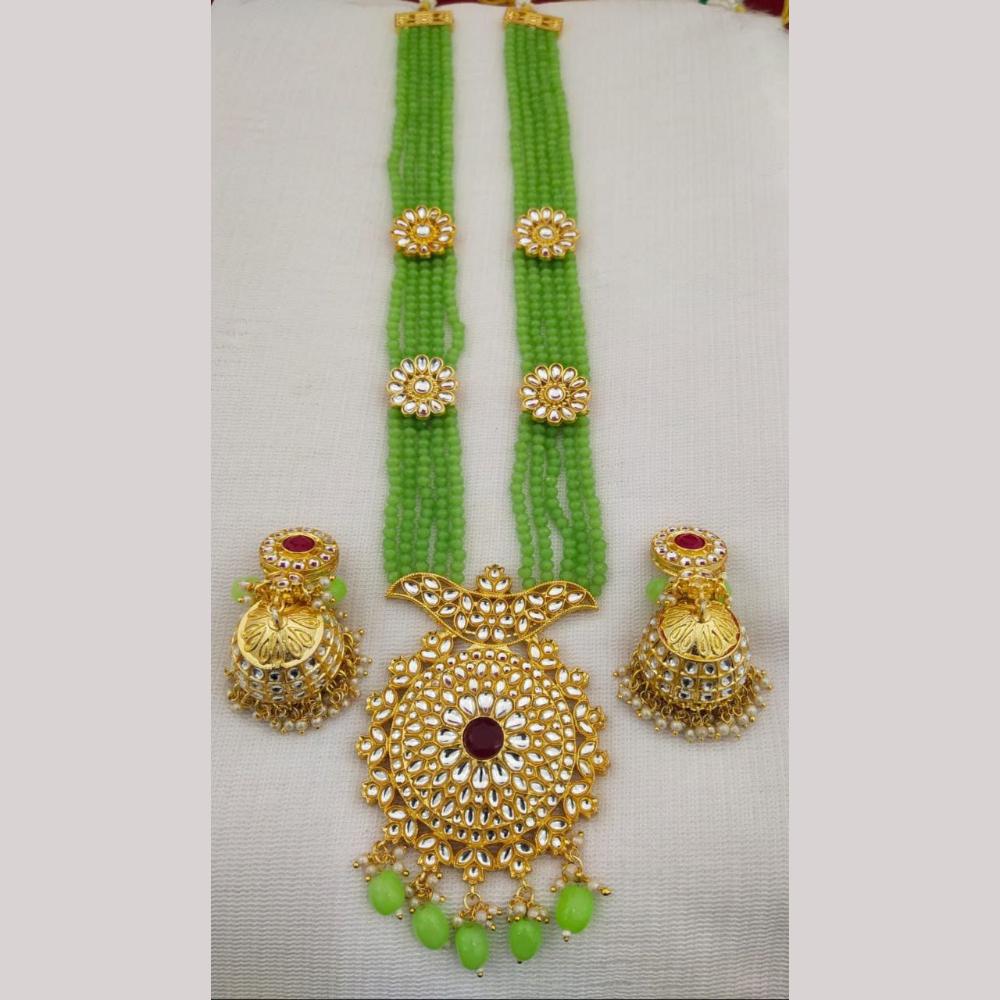 Manisha Jewellery Gold Plated Kundan Beads And Pearl Long Necklace Set