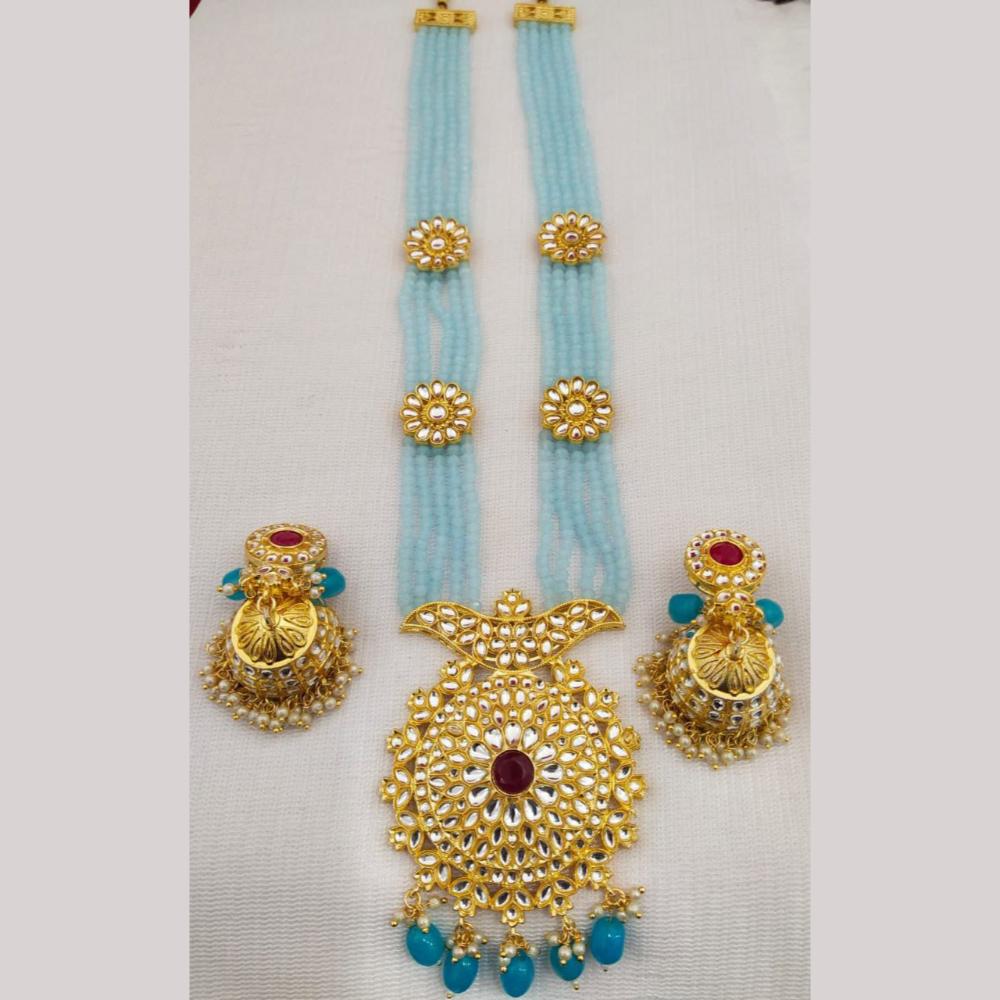 Manisha Jewellery Gold Plated Kundan Beads And Pearl Long Necklace Set