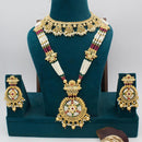Manisha Jewellery Gold Plated Pota Stone And Pearl Double Necklace Set