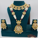 Manisha Jewellery Gold Plated Pota Stone And Pearl Double Necklace Set