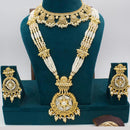 Manisha Jewellery Gold Plated Pota Stone And Pearl Double Necklace Set