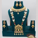 Manisha Jewellery Gold Plated Pota Stone And Pearl Double Necklace Set