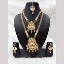 Manisha Jewellery Gold Plated Pota Stone And Pearl Double Necklace Set