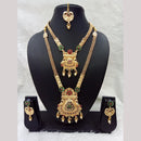 Manisha Jewellery Gold Plated Pota Stone And Pearl Double Necklace Set