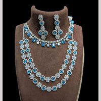 Manisha Jewellery Silver Plated American Diamond Double Necklace Set