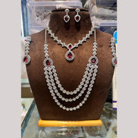 Manisha Jewellery Silver Plated American Diamond Double Necklace Set