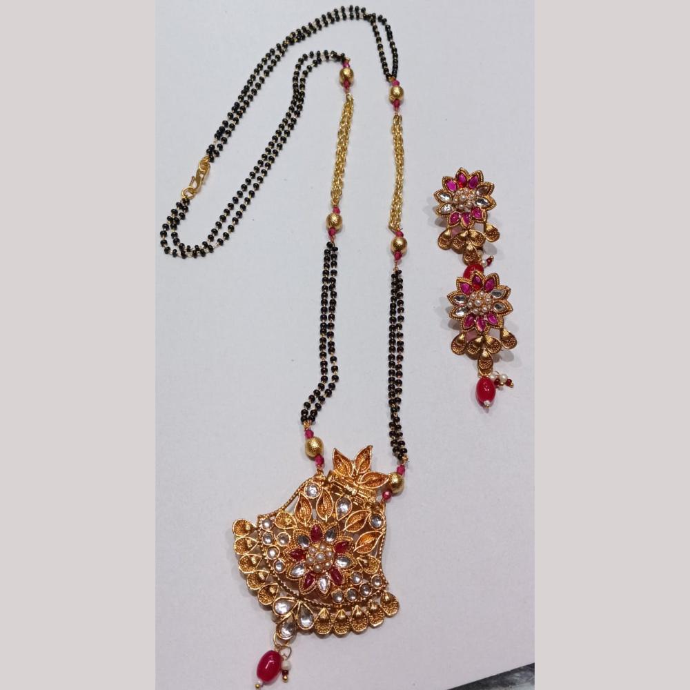 Manisha Jewellery Royal Aura Gold Plated Pota Stone Mangalsutra Set