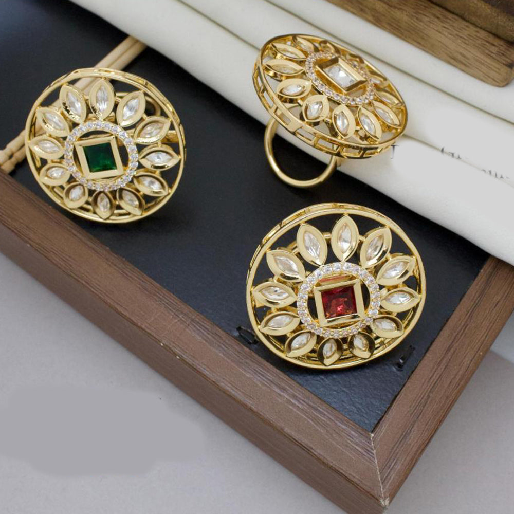Manisha Jewellery Gold Plated Polki Kundan Ring
