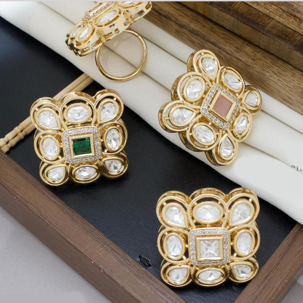 Manisha Jewellery Gold Plated Polki Kundan Ring
